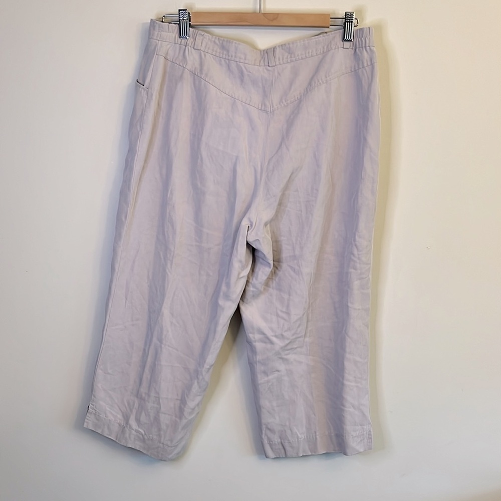 LINEN Lyocell Trousers EUR 44 by Laura Lebek Neutral Grey Crop Wide Leg - Picture 4 of 5